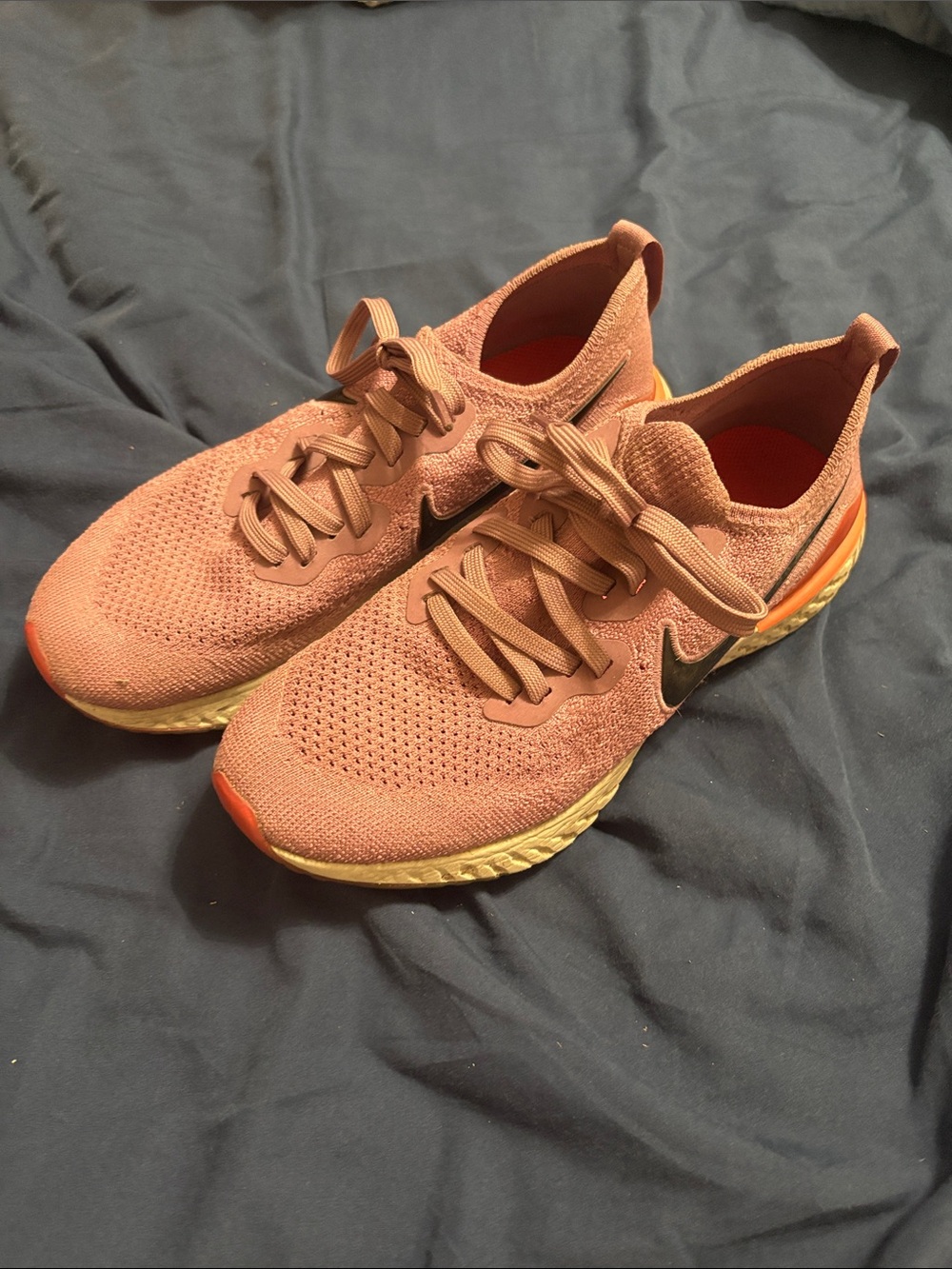 Nike Peach/Orange Knit Running Sneakers